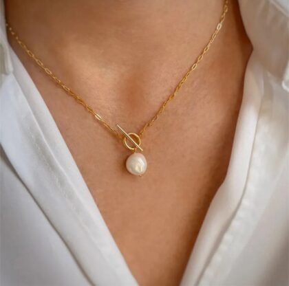 Collar timón con Perla de agua dulce